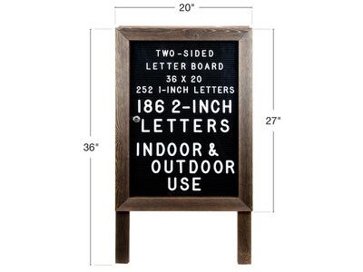 Excello Global Products Changeable Message Indoor/Outdoor Sidewalk Sign, 20" x 36", Black/Wood (EGP-HD-0084)