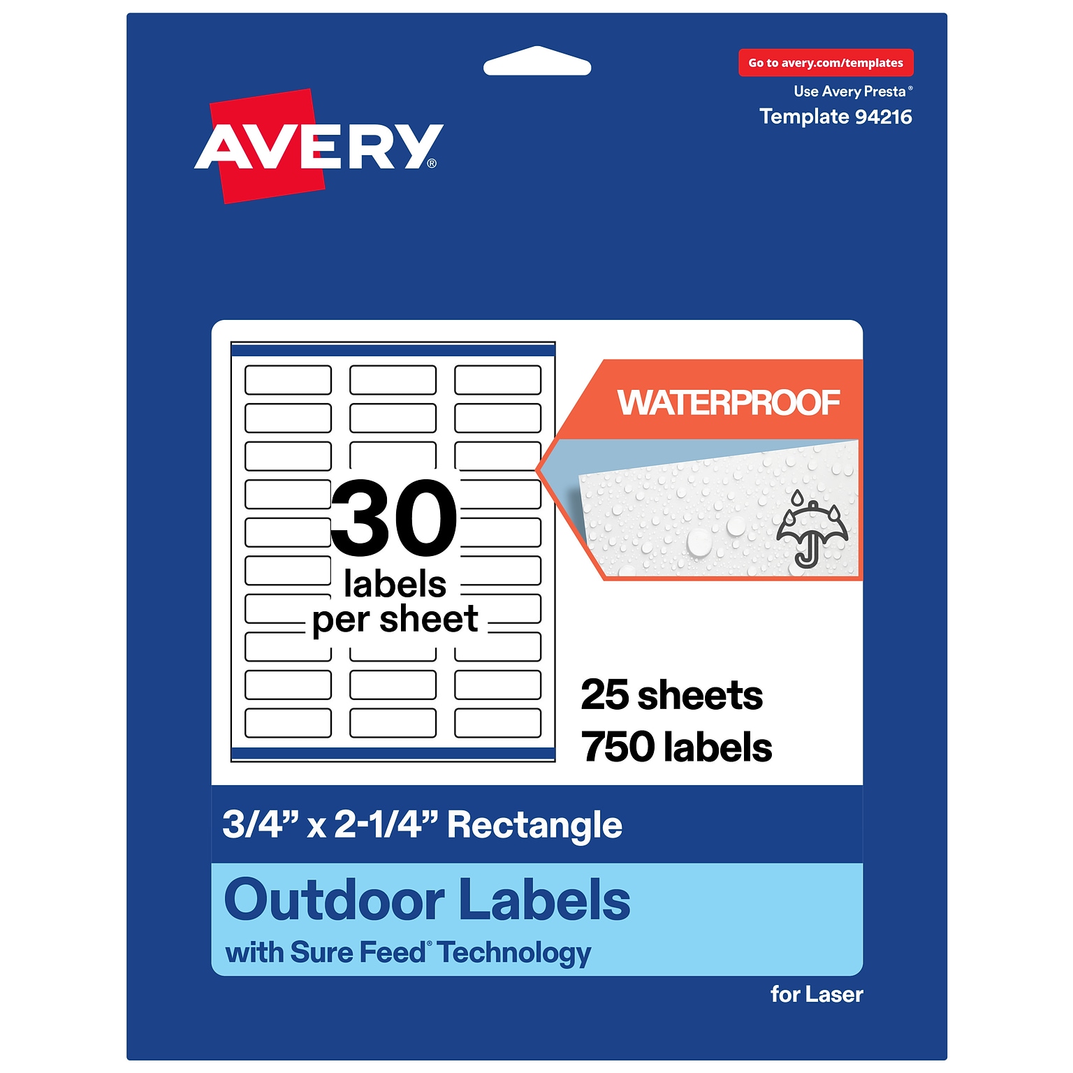 Avery Rectangle Laser Multipurpose Labels, 0.75 x 2.25, White, 750/Pack (19479399233)