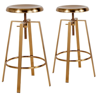 Flash Furniture Toledo Industrial Metal Barstool, Gold, 2-Pieces (2CH18107026SGLD)