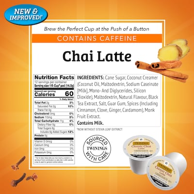 Twinings Chai Latte Black Tea, Keurig® K-Cup® Pods, 22/Box (TNA78919)