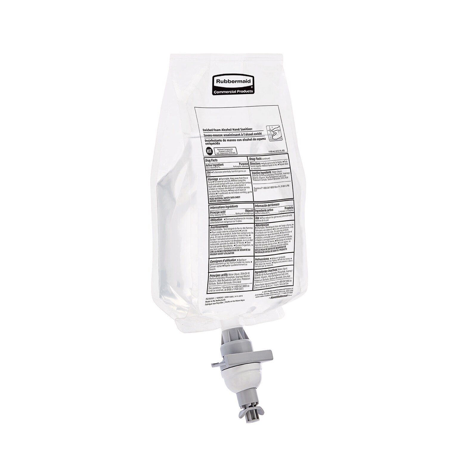 Rubbermaid Foaming Hand Sanitizer Refill for AutoFoam 24441394, 1000mL, 4/Carton (2080802)