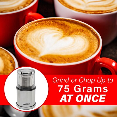Brentwood® 75-Gram Electric Stainless Steel Wet-and-Dry Coffee Bean, Herb and Spice Grinder, Silver (CG-162S)