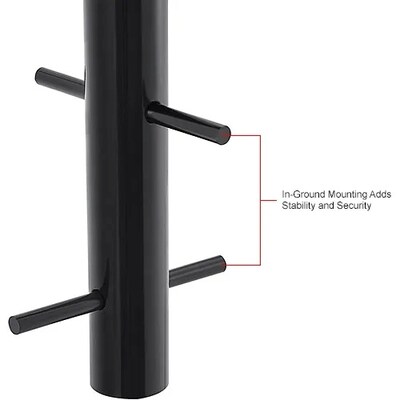 Global Industrial 6' Outdoor Steel Bench w/ Backrest, Perforated Metal, In Ground Mount, Black (694557IBK)