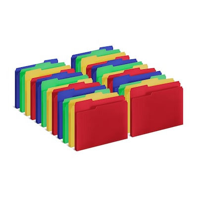 Staples Heavyweight Reinforced File Folders, 1/3-Cut Tab, Letter Size, Assorted Colors, 24/Pack (TR1