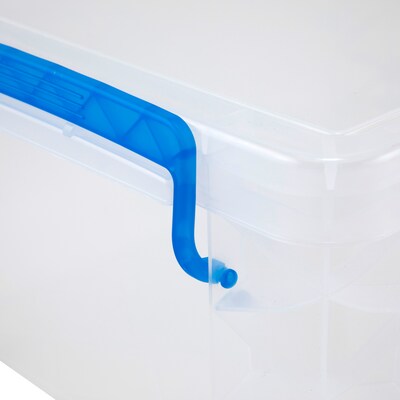 Advantus Super Stacker Snap Lid Storage Box, Clear/Blue (39811)