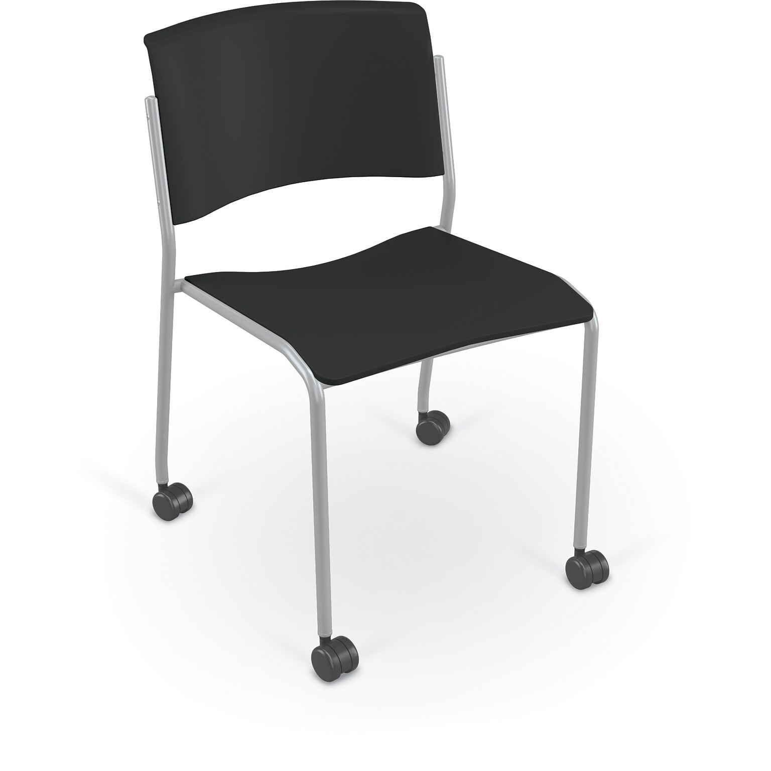 MooreCo Akt 4-Leg Caster Student Chair, Hard Casters, Black (56579-HC-BLACK)