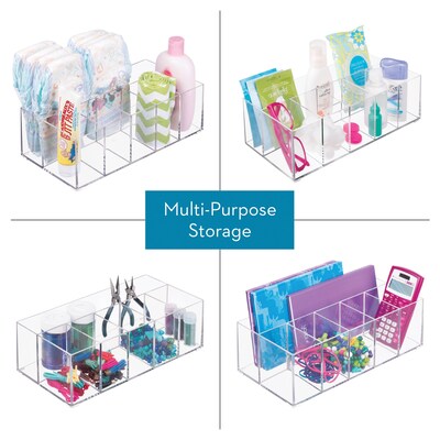 iDESIGN Stackable Plastic 6-Compartment Desk Organizer, Clear, 2 Piece (29108M2)