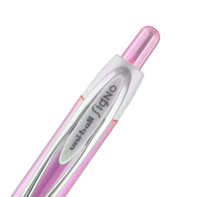 uniball 207 Pink Ribbon Retractable Gel Pens, Medium Point, 0.7mm, Black Ink, Dozen (1745267)