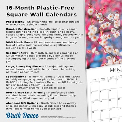 2026 Brush Dance Japanese Gardens 12" x 12" Monthly Wall Calendar (9798330706532)