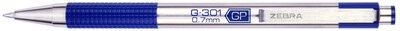 Zebra G-301 Retractable Gel Pen, Medium Point, 0.7mm, Blue Ink, 2 Pack (41322)