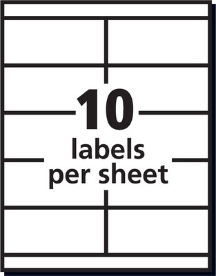 Avery Copier Shipping Labels, 2" x 4-1/4", White, 10 Labels/Sheet, 100 Sheets/Box (5352)