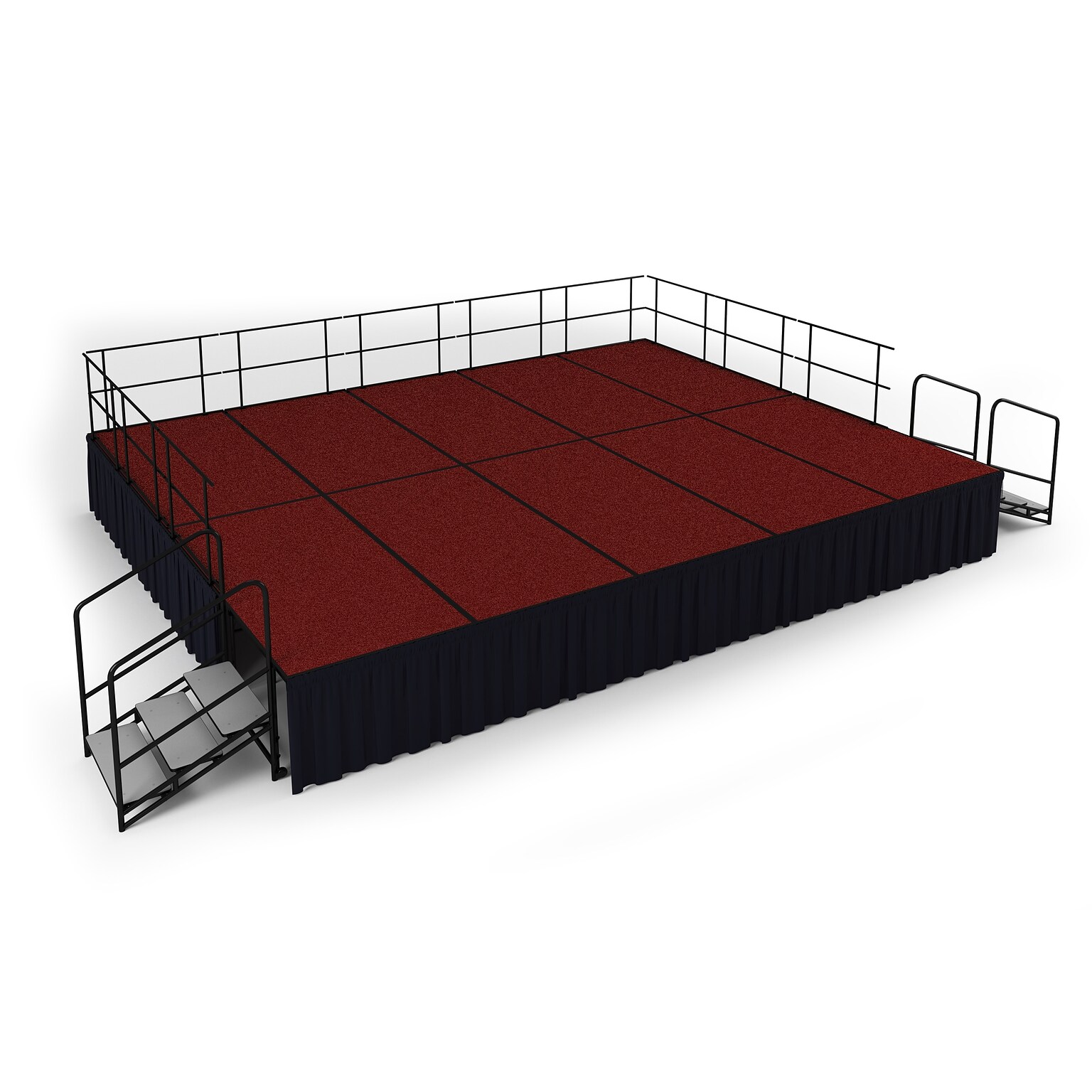NPS 32 Stage Package, 16 x 20, Shirred Pleat Black Skirting, Red Carpet (SG483210C40SS10)