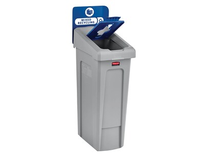 Rubbermaid Slim Jim Single-Stream Recycling Station, 23 Gallon, Gray/Blue (2185055)