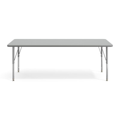 Flash Furniture Wren Rectangular Activity Table, 72" x 30", Height Adjustable, Gray Top/Silver Frame (XUA3072RECGTP)