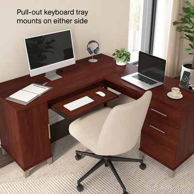 Bush Home Somerset 60" W L Shaped Office Desk with Storage, Hansen Cherry (WC81730K)