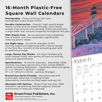 2025 BrownTrout Maine Coast 12" x 12" Monthly  Wall Calendar (9781975475154)