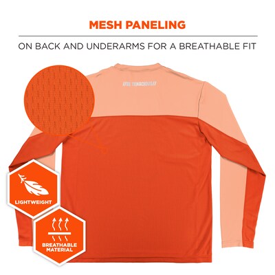 Chill-Its 6689 High Visibility Long Sleeve T-Shirt, Orange, X-Large (12180)