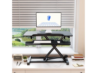 FlexiSpot M7 Series 32"W Manual Rectangular Adjustable Standing Desk Converter, Black (M7-E-32B)