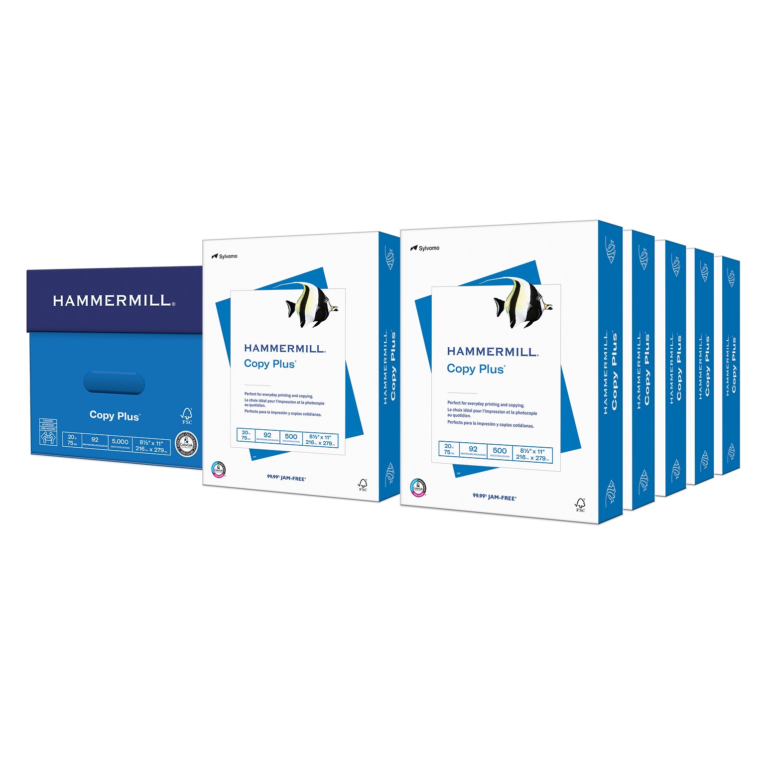 Hammermill Copy Plus 8.5 x 11 Copy Paper, 20 lbs., 92 Brightness, 5000 Sheets/Carton (105007)