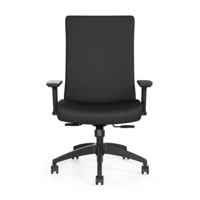 WPS Upholstered Task Chair 2D, Adjustable Arms, Black Fabric Synchro Tilt (54045)