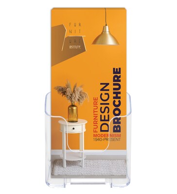 Deflect-O Brochure Holder, Vertical, Desktop/Wall, Clear Plastic (DEF77501)