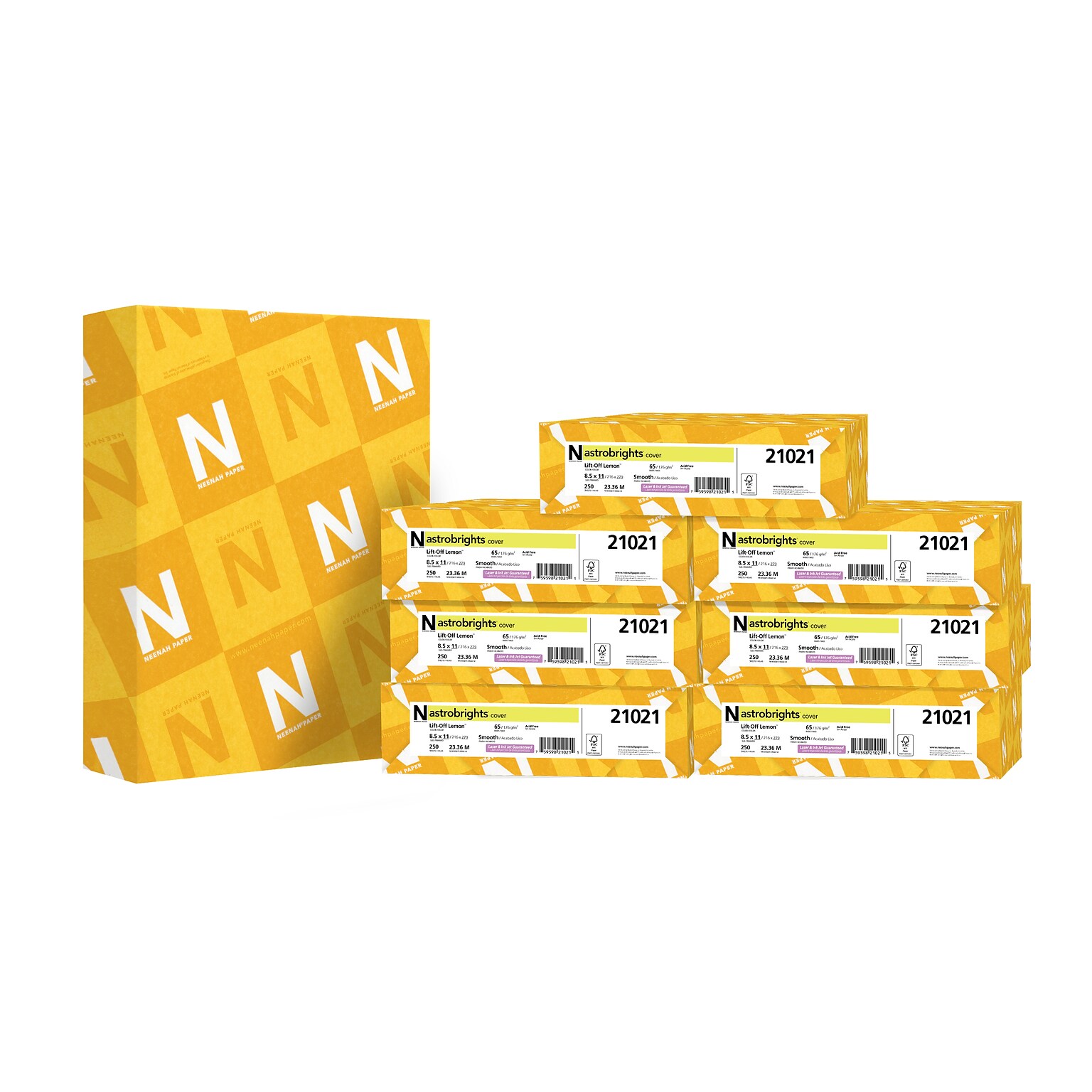 Astrobrights 65 lb. Cardstock Paper, 8.5 x 11, Lift-Off Lemon, 2,000 Sheets/Carton (21021/22831CT)