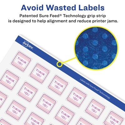 Avery Laser/Inkjet Square Glossy Labels, 1" x 1", Clear, 2400 Labels/Box (94103)