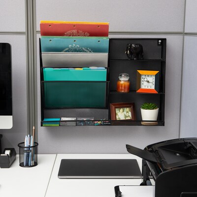 Mind Reader 8-Compartment Stackable Metal Desk Organizer, Black (MAGSHELF-BLK)