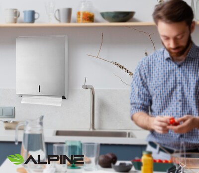 Alpine Industries Centerpull Paper Towel Dispenser, Brushed Stainless Steel (480)