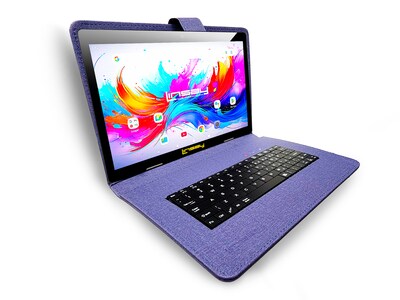Linsay F10 Series 10.1 Tablet, Wi-Fi, Octa Core, 256GB eMMC, Android 15, with Blue Cloth Keyboard Case, Backpack, & Stylus Pen