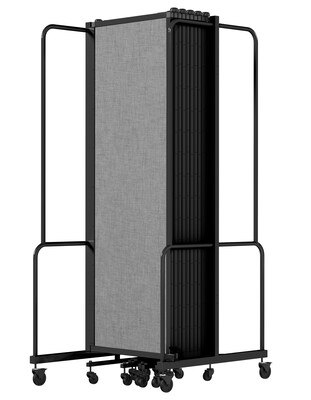 National Public Seating Robo Series 11-Panel Folding Mobile Room Divider, 72"H x 256"W, Grey Fabric (RDB6-11PT02)