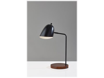 Simplee Adesso Jude Desk Lamp, 19.5, Black Metal/Walnut (SL4918-01)