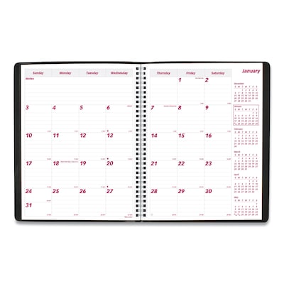 2025-2026 Brownline Essential Collection 8.5 x 11 Monthly Planner, Faux Leather Cover, Black (REDCB1262BLK)