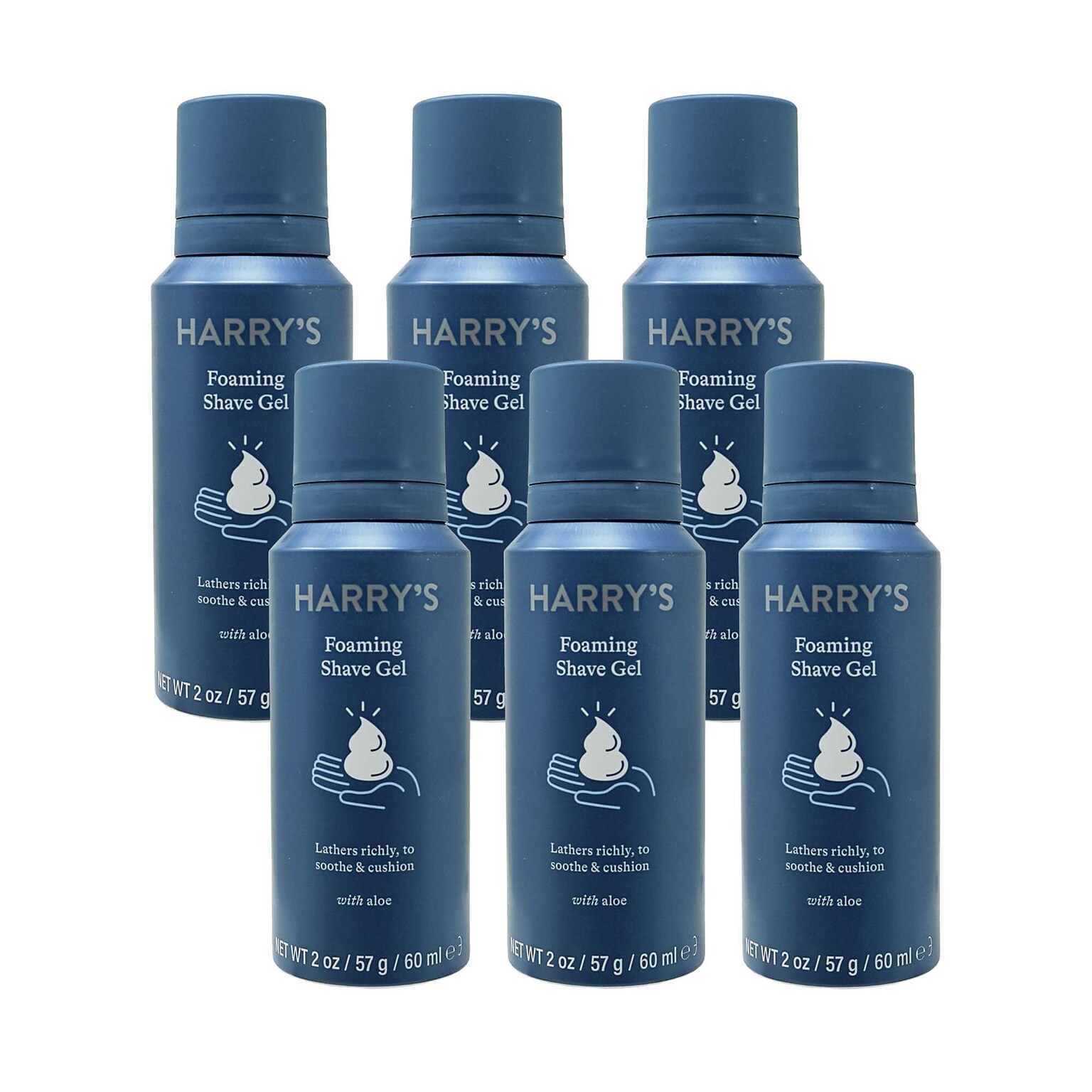 Harrys Shave Gel, 2 oz Travel Size Bottle, 6 Bottles/Bag, 12 Bags/Carton