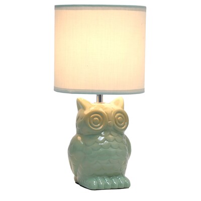 Simple Designs 12.8 Tall Contemporary Ceramic Owl Bedside Table Desk Lamp, Sage Green (LT1136-SGE)