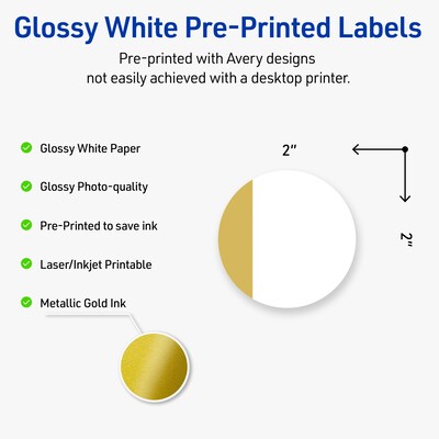 Avery Laser/Inkjet Circle Multipurpose Labels, 2 Dia., White, 120/Pack (S00-D1Q)