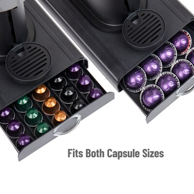 Mind Reader Plastic Nespresso Capsule Storage Drawer, 50 Pod Capacity, Black (NESTRY4PC-BLK)