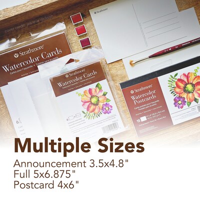 Strathmore 400 Series Watercolor Cards & Envelopes, 6.875" x 5", White, 6/Pack, 3 Packs/Bundle (STTP205150-3)
