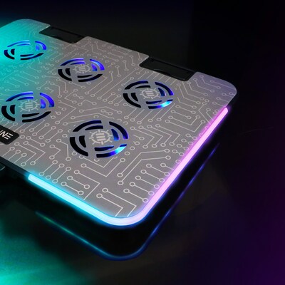 Enhance Voltaic 2 Adjustable Laptop Cooling Pad Stand with 6 Fans, 2 USB Ports, RGB Lighting (ENVOC62100CLWS)