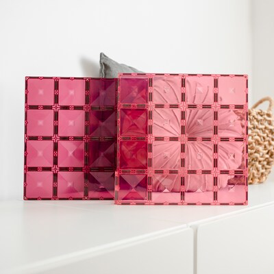 Connetix Magnetic Tiles Pastel Pink & Berry Base Plate, 2 Pieces (CNTPPB002BP)