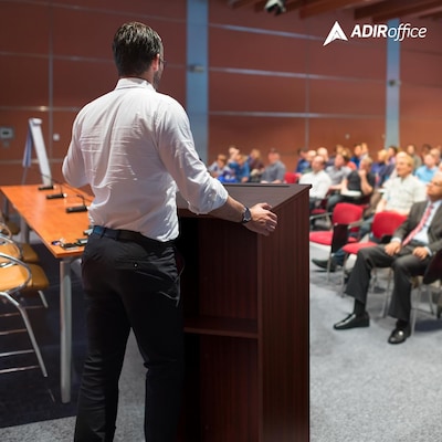 AdirOffice 46" Speaker Podium Lectern, Mahogany (661-01-BLK-PKG)