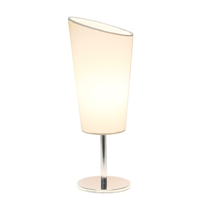Creekwood Home Chrome Slanted 12.4 LED Table Lamp, White (CWT-1012-WH)