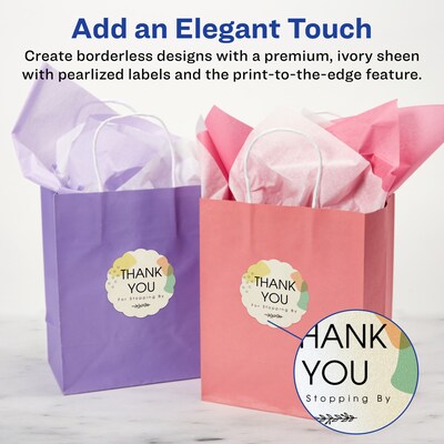 Avery Pearlized Ivory Decorative Edge Multipurpose Labels, 2.5 Dia., Ivory, 90/Pack (94516)