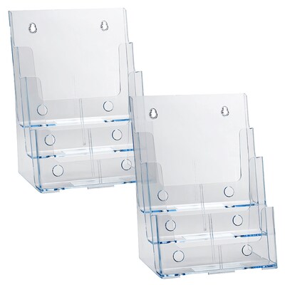 Azar Displays Three-Tier Letter Sized Brochure Holder, Top Loading, Clear Acrylic, 2/Pack (252378-2PK)