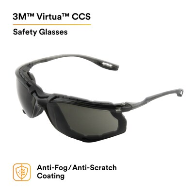 3M Virtua Anti-Fog Safety Glasses, Black Lens, 20/Carton (11873-00000-20)