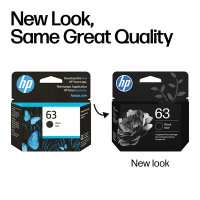HP 63 Black Standard Yield Ink Cartridge, Prints Up to 170 Pages (F6U62AN#140)