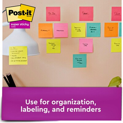 Post-it Super Sticky Notes, 3" x 3", Supernova Neons, 70 Sheets/Pad, 24 Pads/Pack (654-24SSMIA-CP)