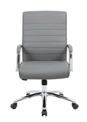 Boss Office Products Ergonomic CaressoftPlus Swivel Conference Chair, Gray/Chrome (B696CRB-GY)