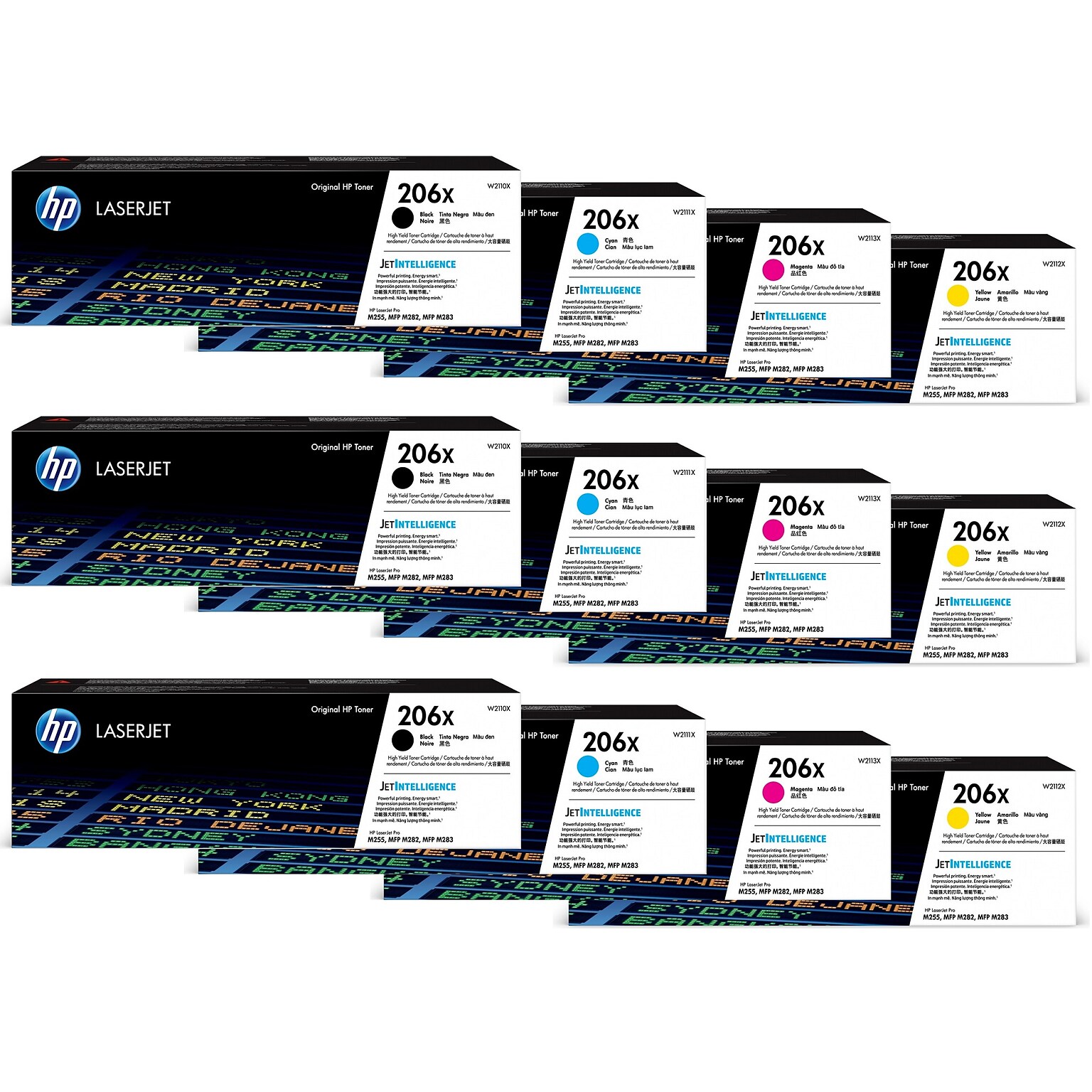 HP 206X Black/Cyan/Magenta/Yellow High Yield Toner Cartridge Set, 3/Pack (HP206X3SETS-STP)
