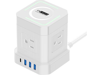 Uncaged Ergonomics Cube 4-Outlet 4-USB Port Surge Protector, 10', White (WC-10-w)